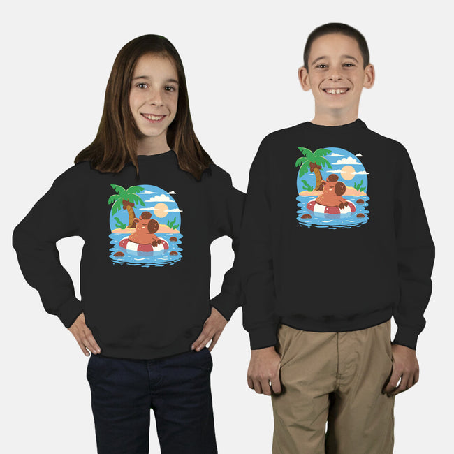 Summer Capybara-Youth-Crew Neck-Sweatshirt-TechraNova