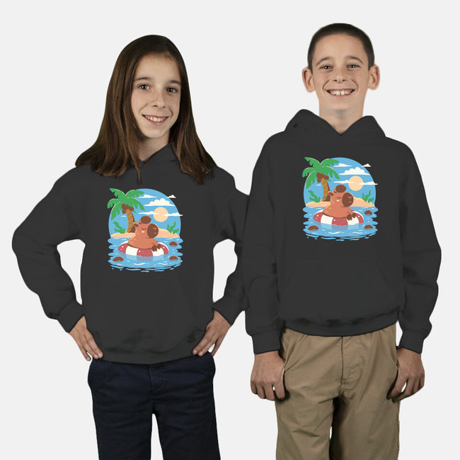 Summer Capybara-Youth-Pullover-Sweatshirt-TechraNova