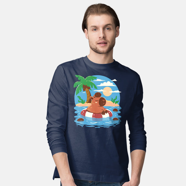 Summer Capybara-Mens-Long Sleeved-Tee-TechraNova