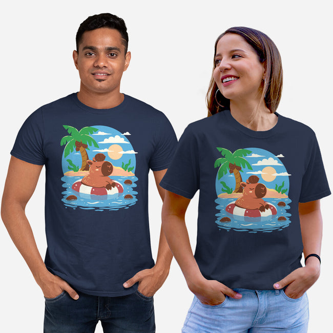 Summer Capybara-Unisex-Basic-Tee-TechraNova