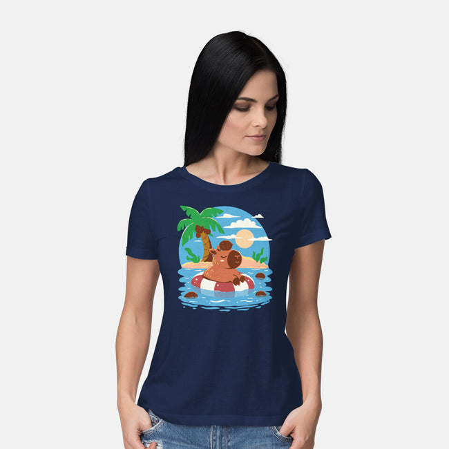 Summer Capybara-Womens-Basic-Tee-TechraNova