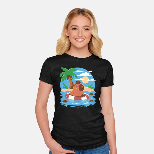 Summer Capybara-Womens-Fitted-Tee-TechraNova