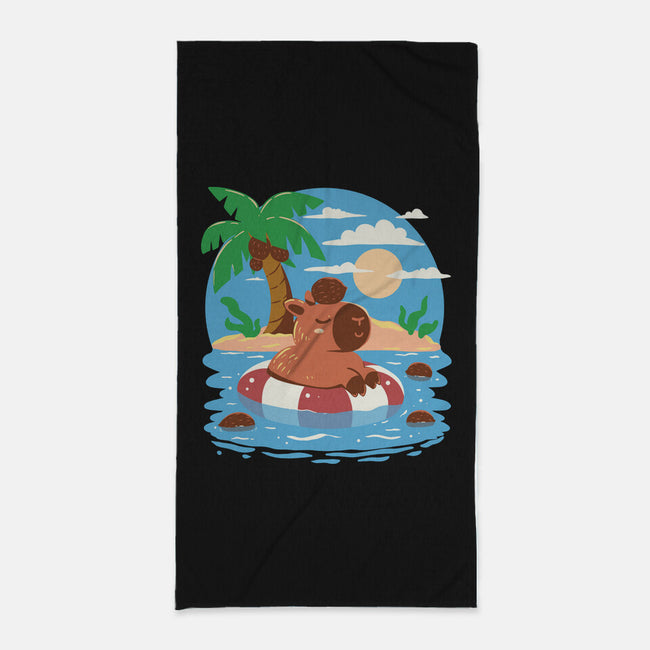 Summer Capybara-None-Beach-Towel-TechraNova