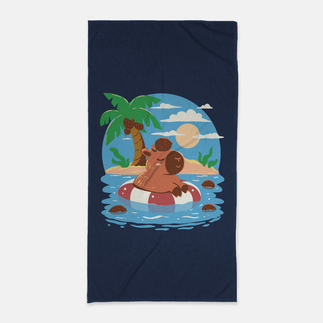 Summer Capybara-None-Beach-Towel-TechraNova