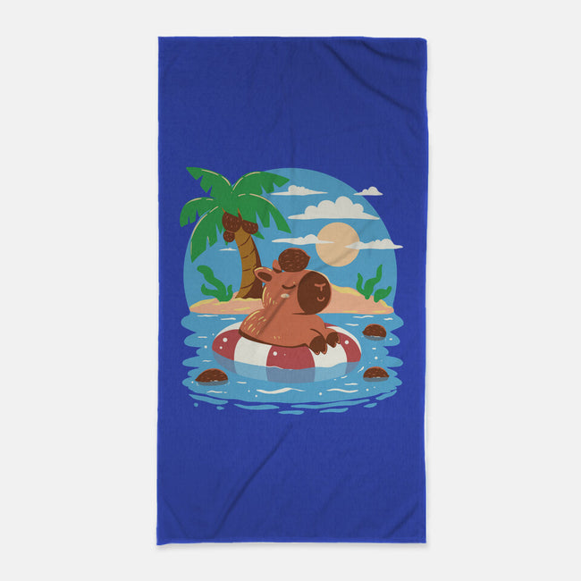 Summer Capybara-None-Beach-Towel-TechraNova