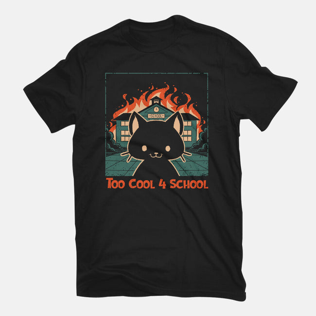 Cat At School On Fire-Mens-Basic-Tee-worlddominationforcats