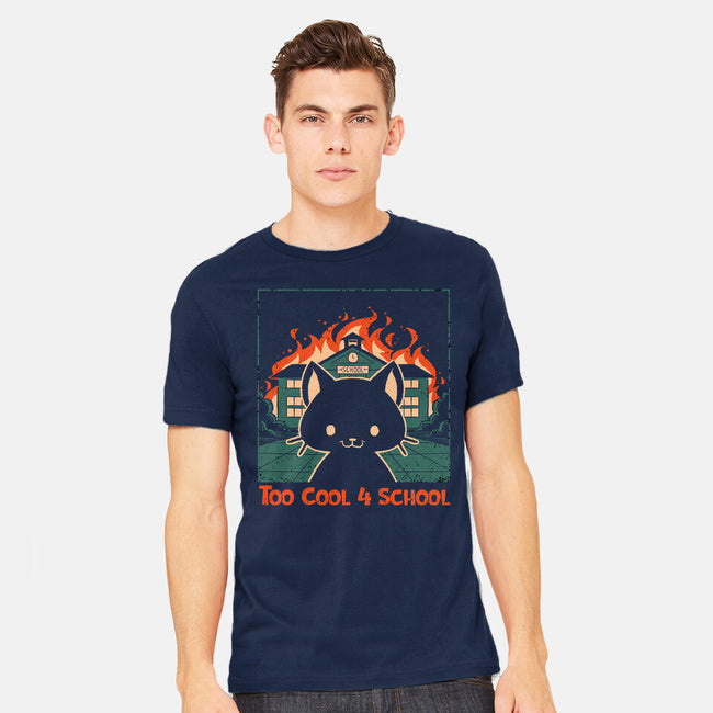 Cat At School On Fire-Mens-Heavyweight-Tee-worlddominationforcats