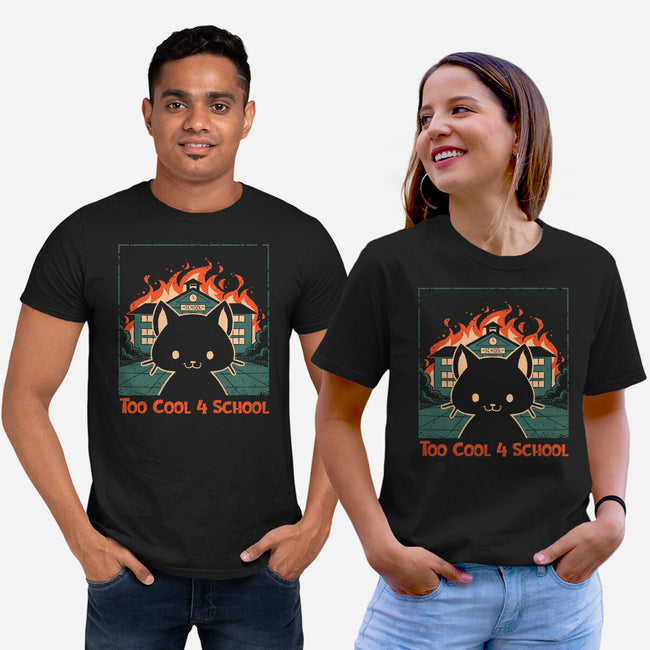 Cat At School On Fire-Unisex-Basic-Tee-worlddominationforcats