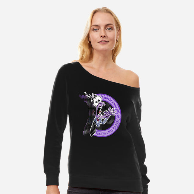 Fear As Mind Allows-Womens-Off Shoulder-Sweatshirt-panicking_bat