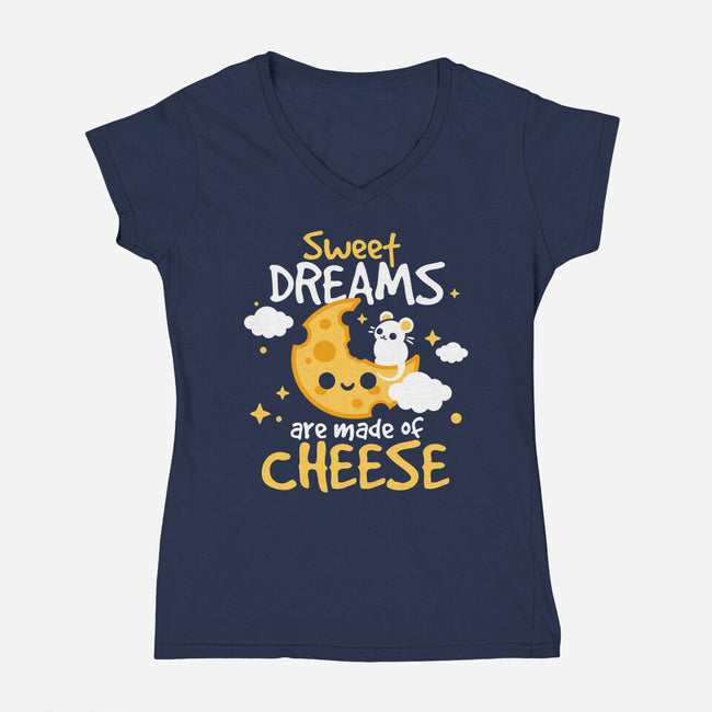 Sweet Dreams Are Made Of Cheese-Womens-V-Neck-Tee-NemiMakeit