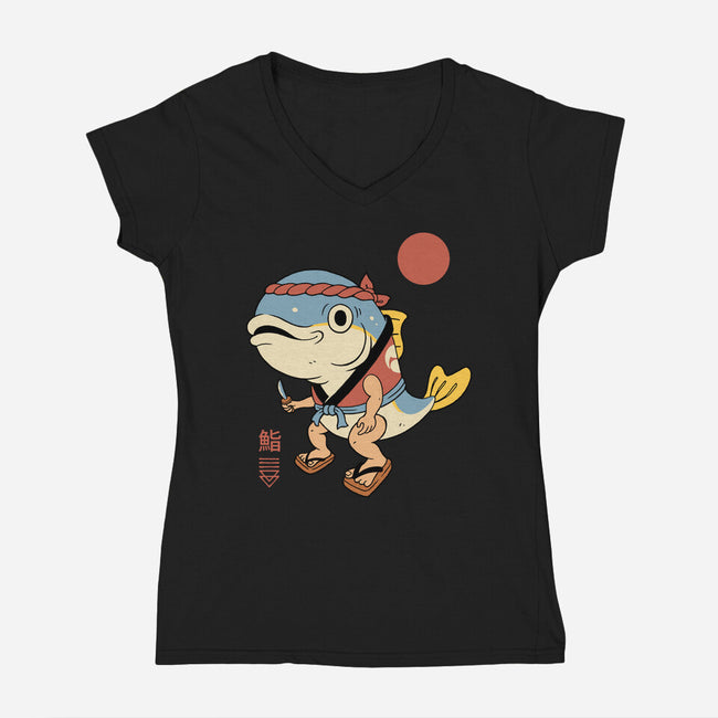 Tuna Sushi Sensei-Womens-V-Neck-Tee-vp021