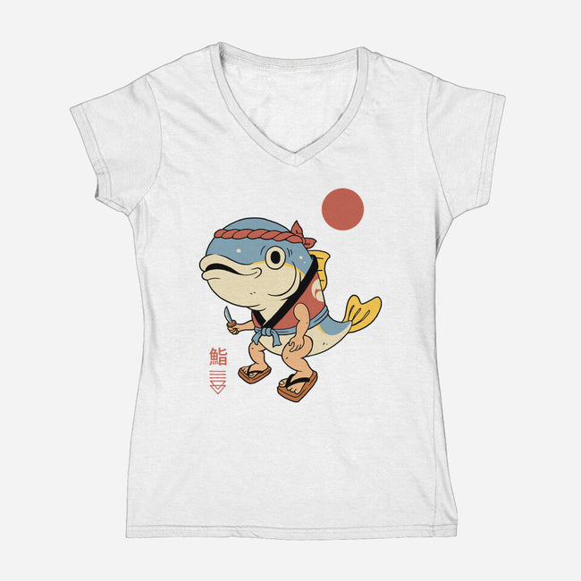 Tuna Sushi Sensei-Womens-V-Neck-Tee-vp021