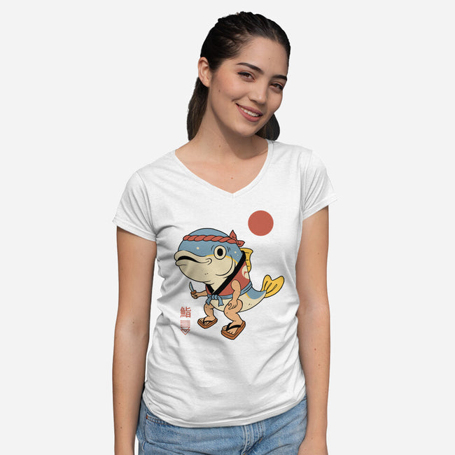 Tuna Sushi Sensei-Womens-V-Neck-Tee-vp021