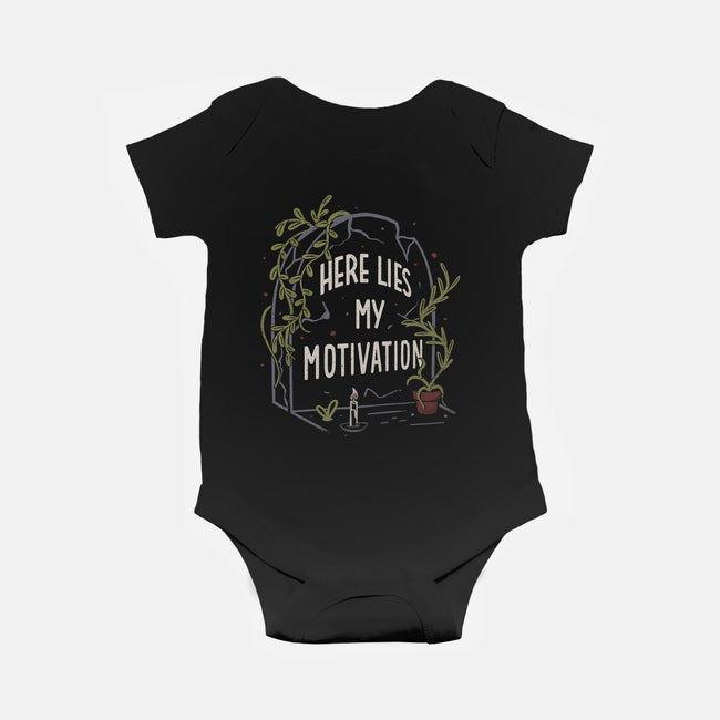 Here Lies My Motivation-Baby-Basic-Onesie-koalastudio