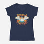 Duckzilla-Womens-V-Neck-Tee-yumie