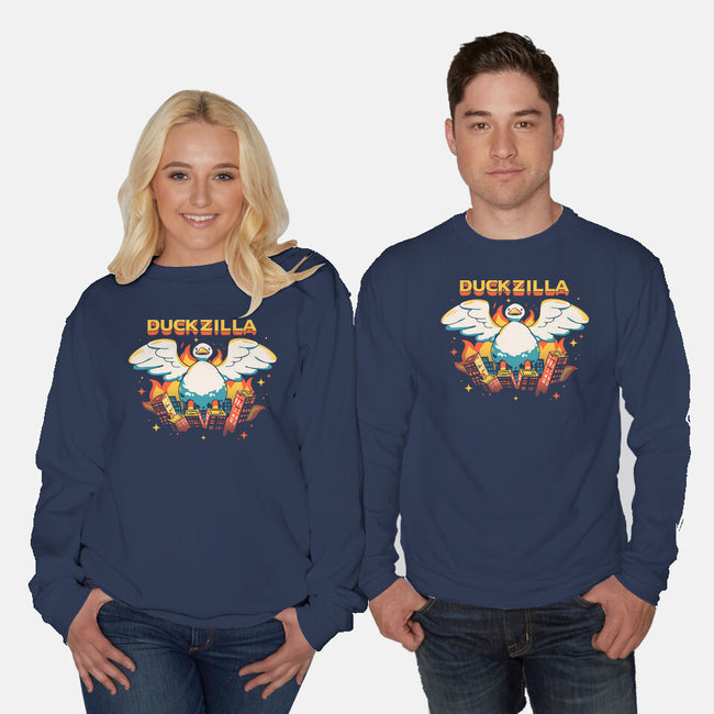 Duckzilla-Unisex-Crew Neck-Sweatshirt-yumie