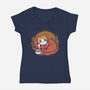 Comfy Cat Book-Womens-V-Neck-Tee-Studio Mootant