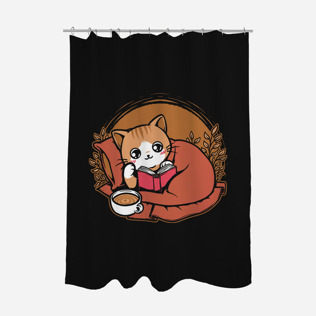 Comfy Cat Book-None-Polyester-Shower Curtain-Studio Mootant