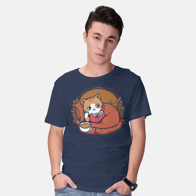 Comfy Cat Book-Mens-Basic-Tee-Studio Mootant