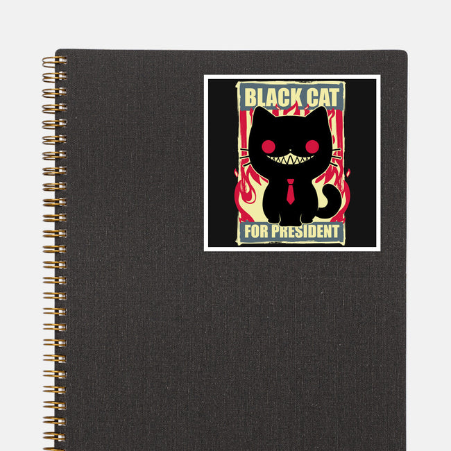 Black Cat For President-None-Glossy-Sticker-Studio Mootant