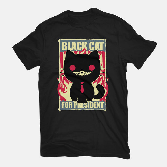 Black Cat For President-Womens-Basic-Tee-Studio Mootant