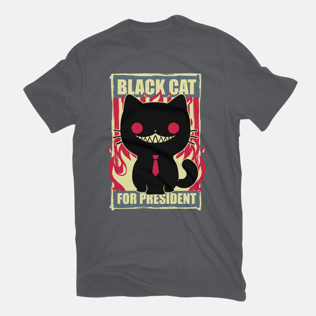 Black Cat For President-Mens-Heavyweight-Tee-Studio Mootant