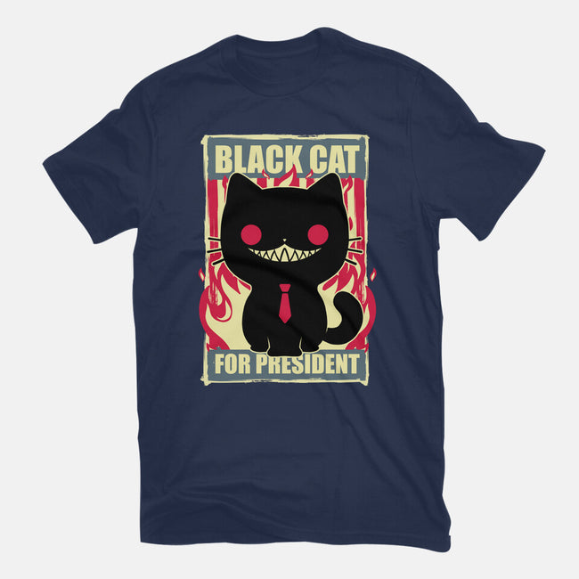 Black Cat For President-Womens-Basic-Tee-Studio Mootant