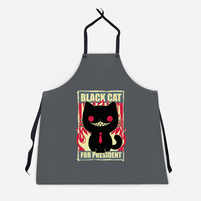 Black Cat For President-Unisex-Kitchen-Apron-Studio Mootant