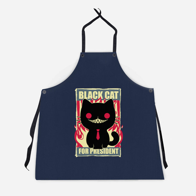 Black Cat For President-Unisex-Kitchen-Apron-Studio Mootant