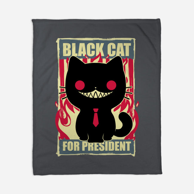 Black Cat For President-None-Fleece-Blanket-Studio Mootant