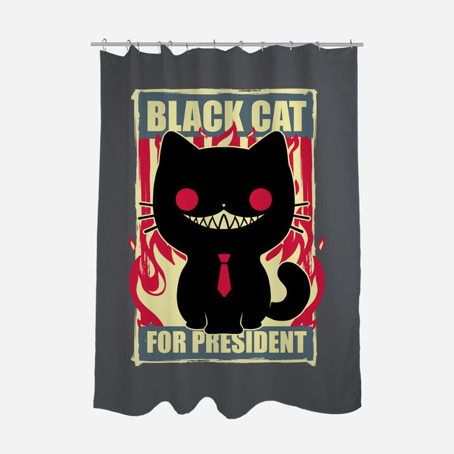 Black Cat For President-None-Polyester-Shower Curtain-Studio Mootant