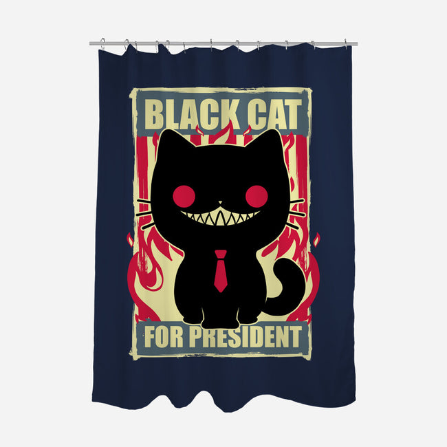 Black Cat For President-None-Polyester-Shower Curtain-Studio Mootant