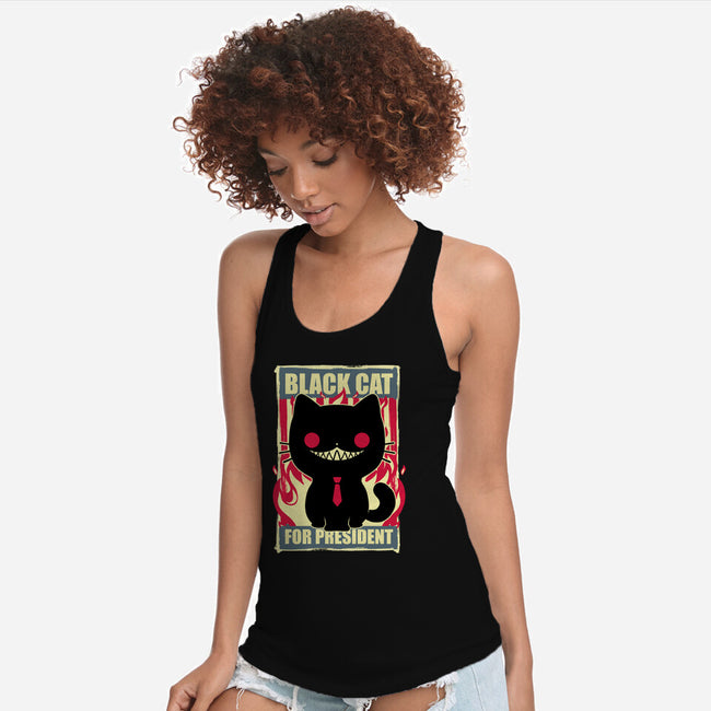 Black Cat For President-Womens-Racerback-Tank-Studio Mootant