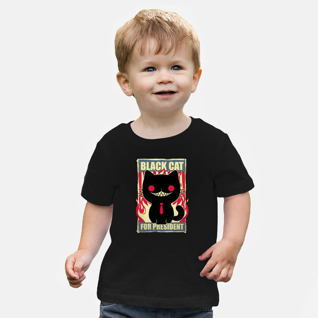 Black Cat For President-Baby-Basic-Tee-Studio Mootant