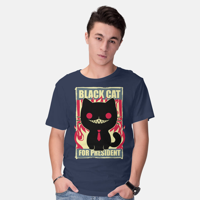 Black Cat For President-Mens-Basic-Tee-Studio Mootant