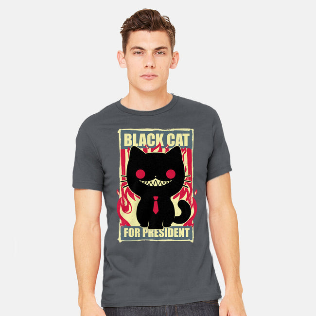 Black Cat For President-Mens-Heavyweight-Tee-Studio Mootant