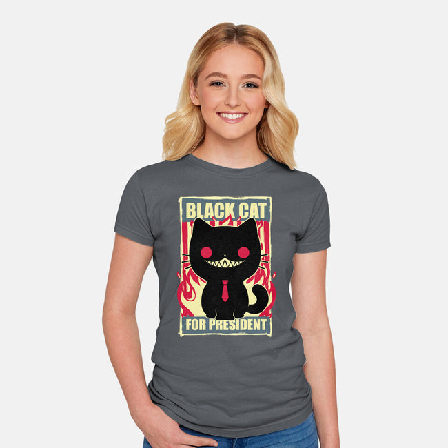 Black Cat For President-Womens-Fitted-Tee-Studio Mootant