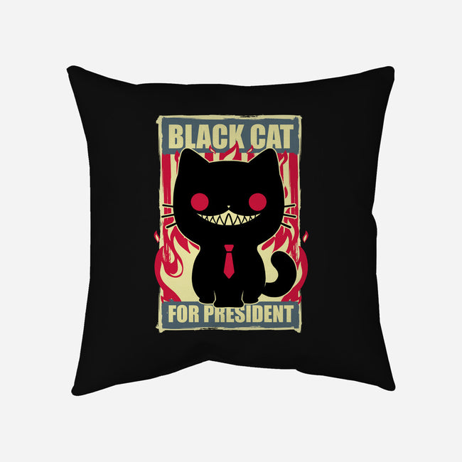 Black Cat For President-None-Non-Removable Cover w Insert-Throw Pillow-Studio Mootant