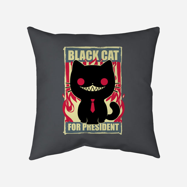 Black Cat For President-None-Non-Removable Cover w Insert-Throw Pillow-Studio Mootant