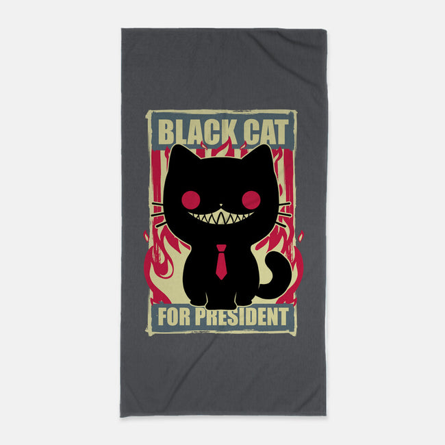 Black Cat For President-None-Beach-Towel-Studio Mootant