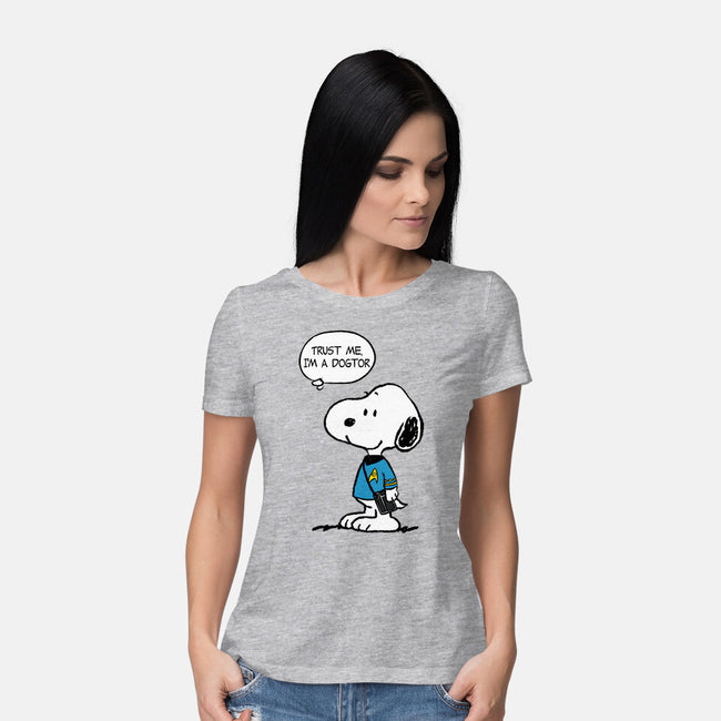 Dogtor Leonard McSnoop-Womens-Basic-Tee-DrMonekers