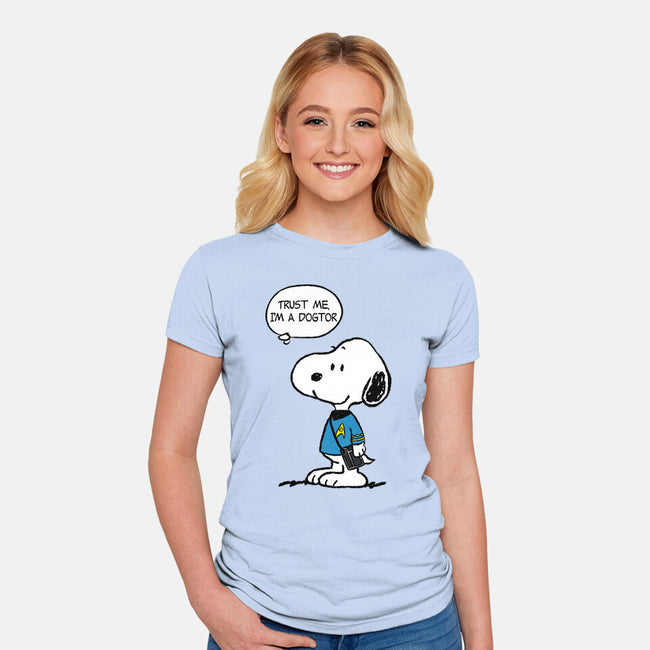 Dogtor Leonard McSnoop-Womens-Fitted-Tee-DrMonekers