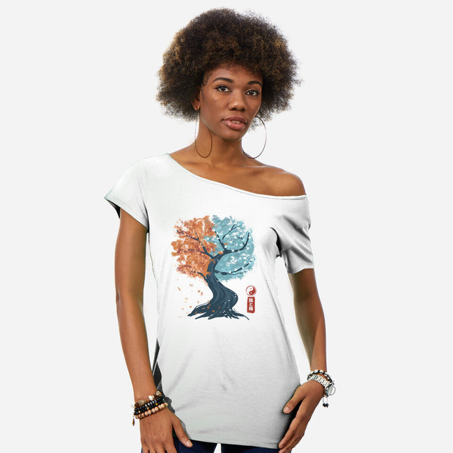 Yin Yang Tree-Womens-Off Shoulder-Tee-IKILO