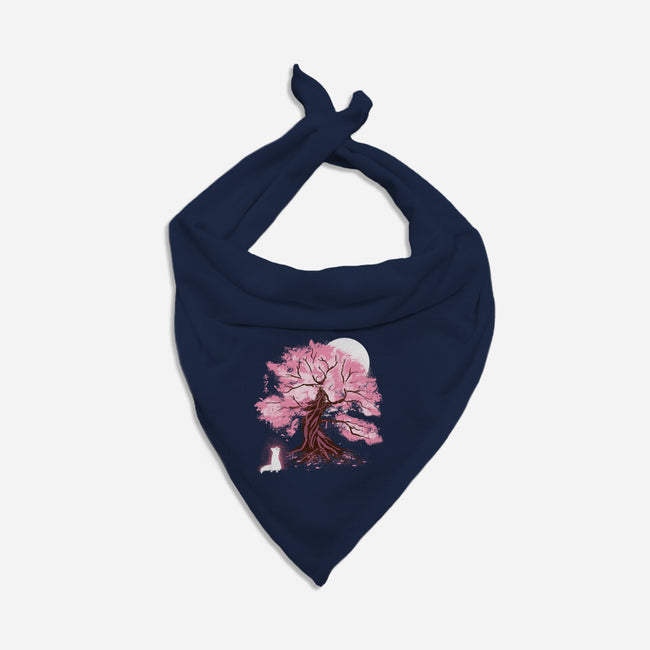 Fox At Sakura Tree-Dog-Bandana-Pet Collar-IKILO