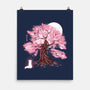 Fox At Sakura Tree-None-Matte-Poster-IKILO