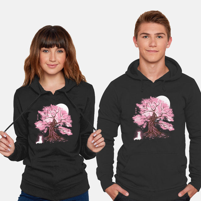 Fox At Sakura Tree-Unisex-Pullover-Sweatshirt-IKILO