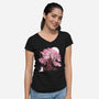 Fox At Sakura Tree-Womens-V-Neck-Tee-IKILO