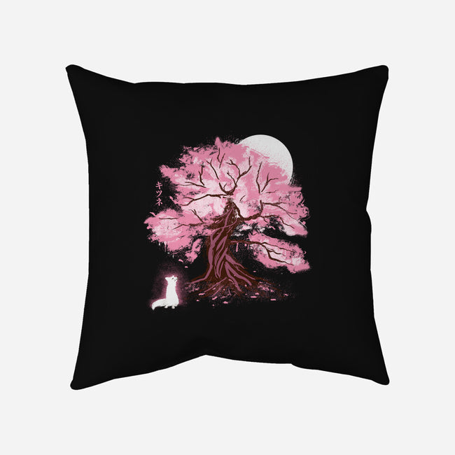 Fox At Sakura Tree-None-Non-Removable Cover w Insert-Throw Pillow-IKILO