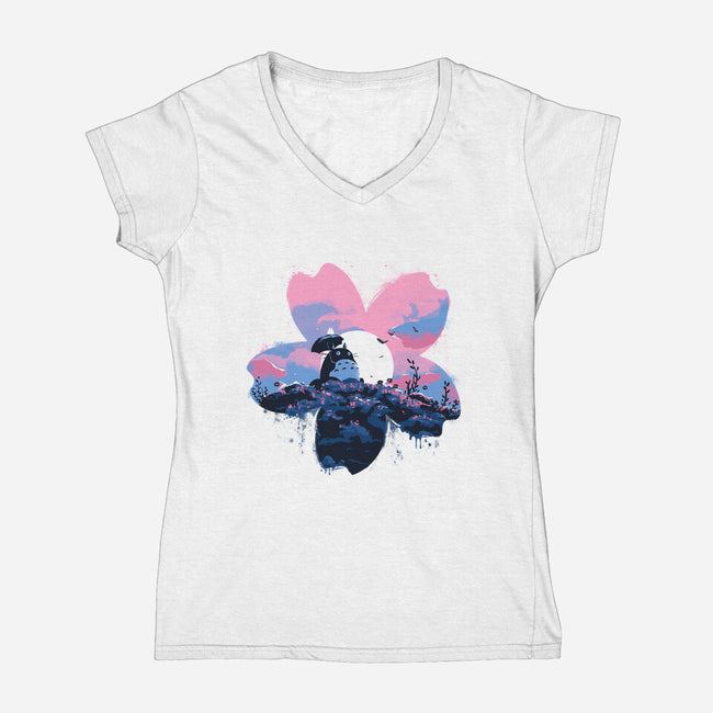 Sakura Spirit-Womens-V-Neck-Tee-IKILO