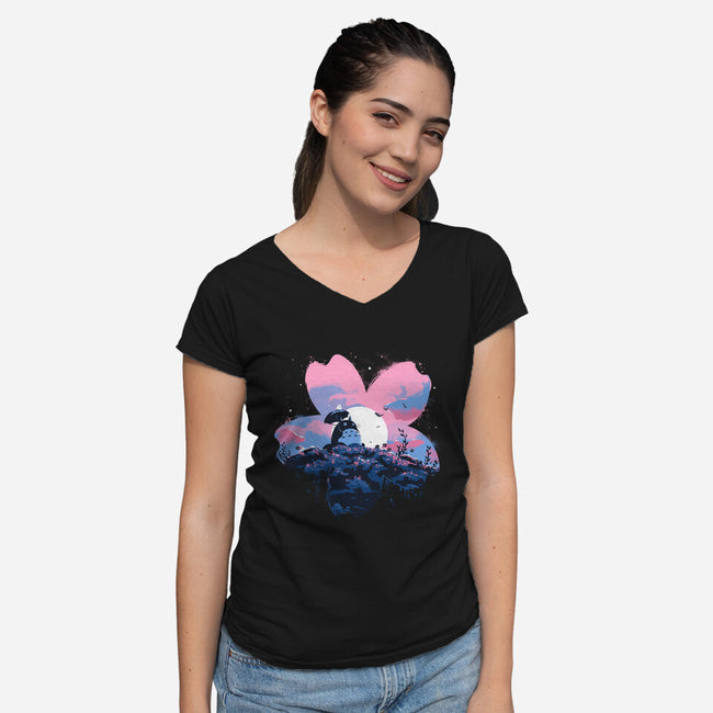 Sakura Spirit-Womens-V-Neck-Tee-IKILO